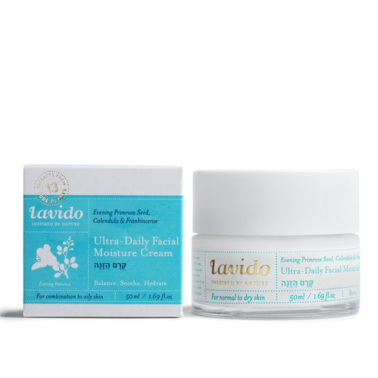 Ultra Daily Facial Moisture Cream - evening primrose seed oil, calendula and frankincense - Lavido - Israel Menu