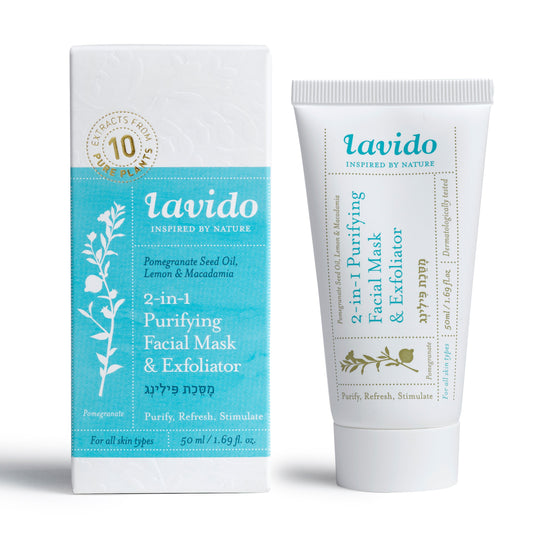 2-in-1 Peeling Mask - pomegranate seed oil, macadamia and lemon - Lavido - Israel Menu