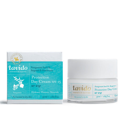 Protective Day Cream SPF 15 - pomegranate, bergamot and frankincense seed oil - Lavido - Israel Menu