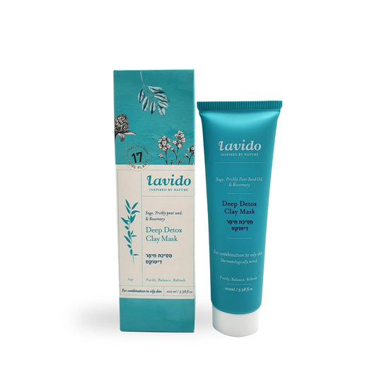 Deep Detox Clay Mask - sage, sever oil and rosemary - Lavido - Israel Menu