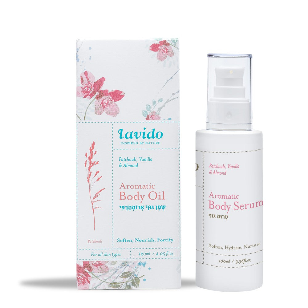 Aromatherapy Body Oil - patchouli, vanilla and almonds - Lavido - Israel Menu