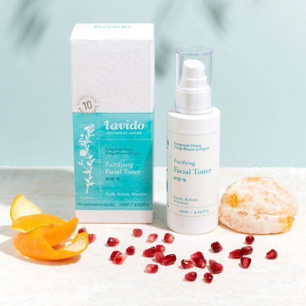 Purifying Facial Toner - pomegranate extract, orange bud and propolis - Lavido - Israel Menu