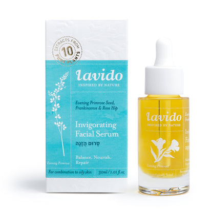 Invigorating Facial Serum - evening primrose seed oil, rose hip and frankincense - Lavido - Israel Menu