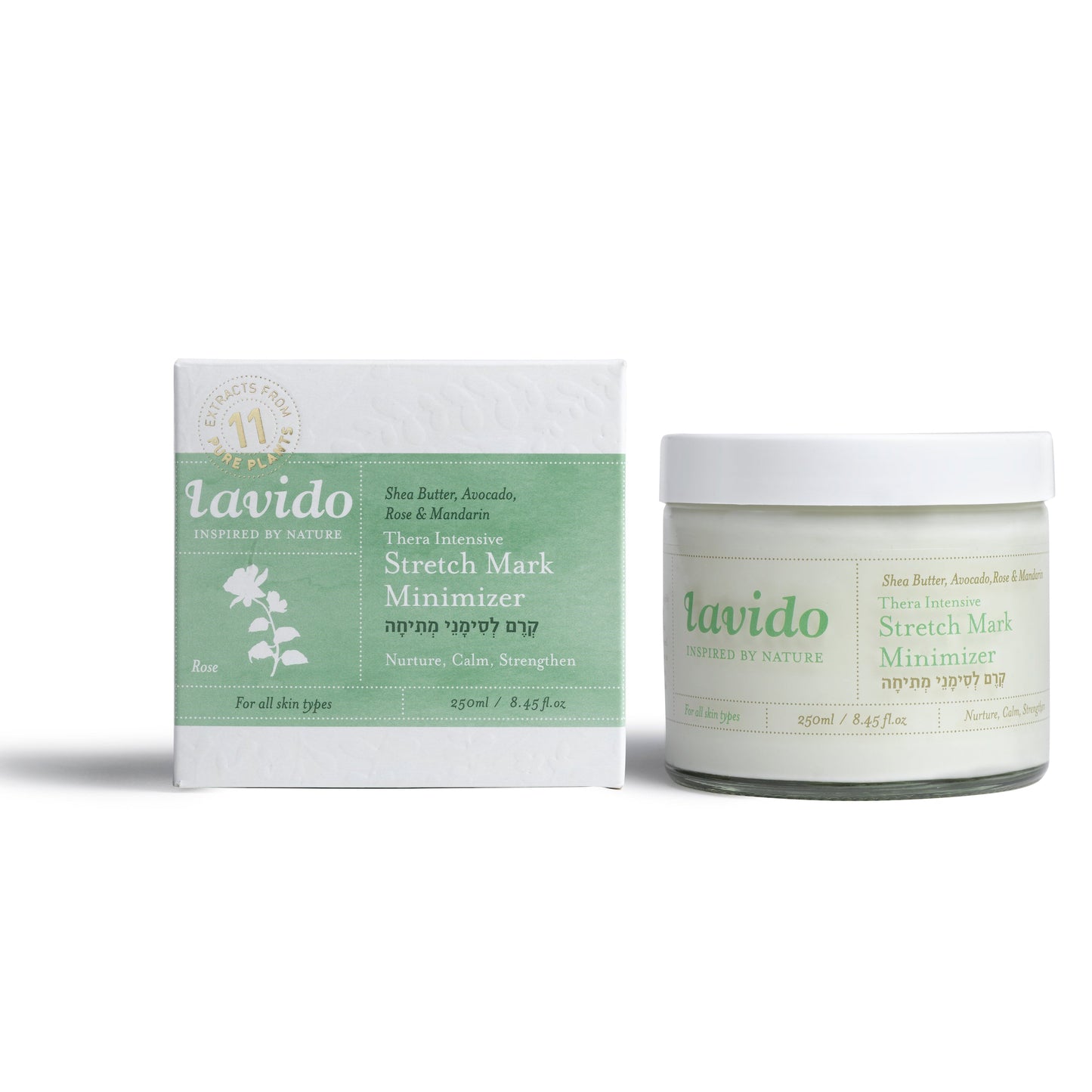 Stretch Mark Minimizer GreenAid™ - shea butter, avocado, rose and mandarin - Lavido - Israel Menu