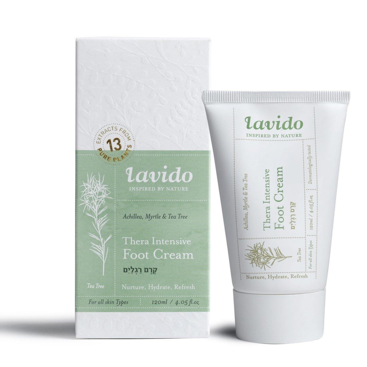 Thera Intensive Foot Cream - achillea, myrtle and tea tree - Lavido - Israel Menu