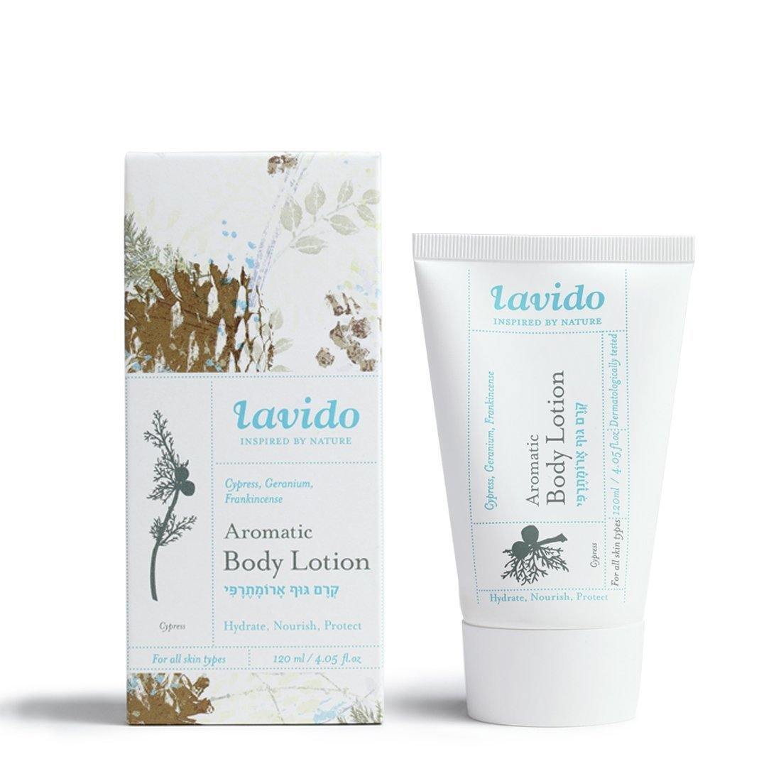 Aromatherapy Body Cream - cypress, geranium, shea butter and frankincense - Lavido - Israel Menu