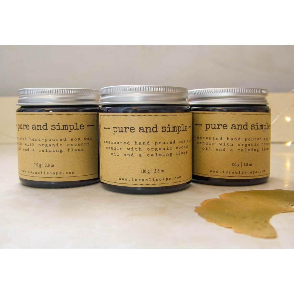 "Pure and Simple" Soy Candle (odorless) - Tree of Life - Israel Menu